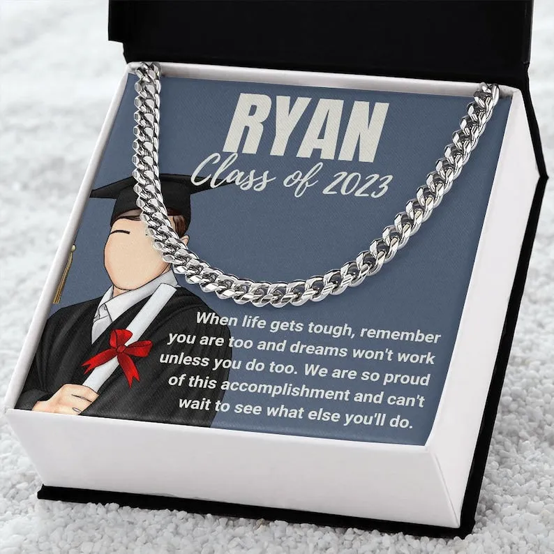 2023 Graduation Gift for Him, 2023 High School Graduation Gift, Stainless Steel Necklace for Him, College Graduation Necklace for Him