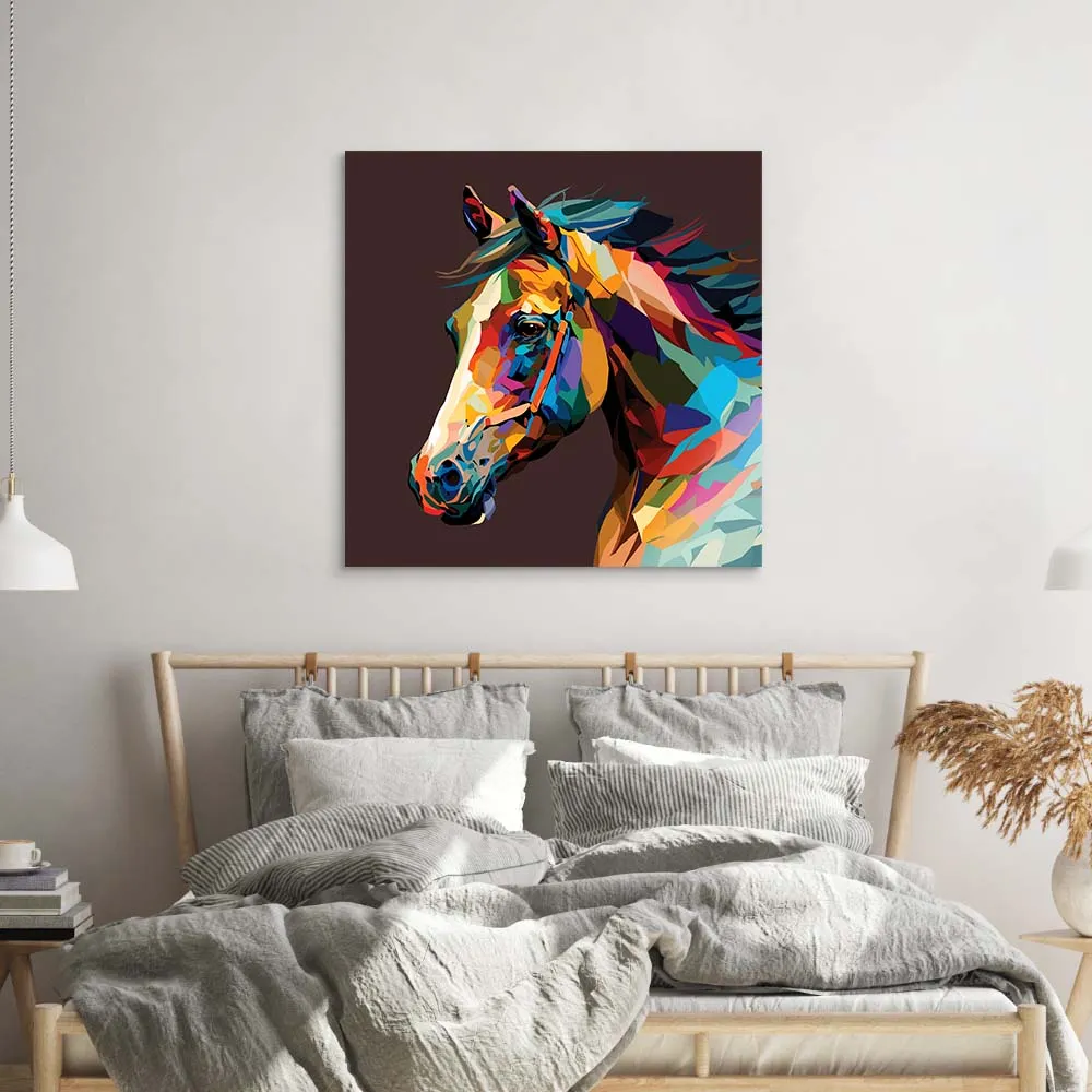 Abstract Geometric Horse Glass Wall Art