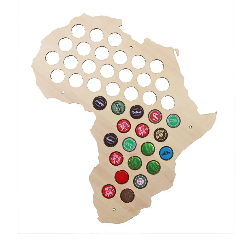 African Beer Cap Map Wooden Craft Beer Cap Trap Display