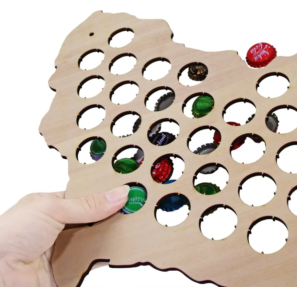 African Beer Cap Map Wooden Craft Beer Cap Trap Display