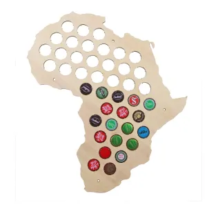 African Beer Cap Map Wooden Craft Beer Cap Trap Display