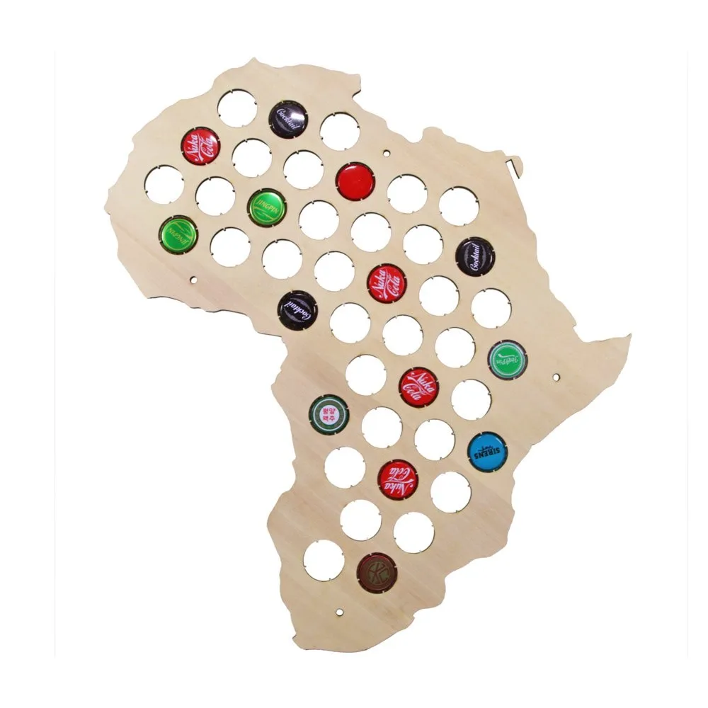 African Beer Cap Map Wooden Craft Beer Cap Trap Display