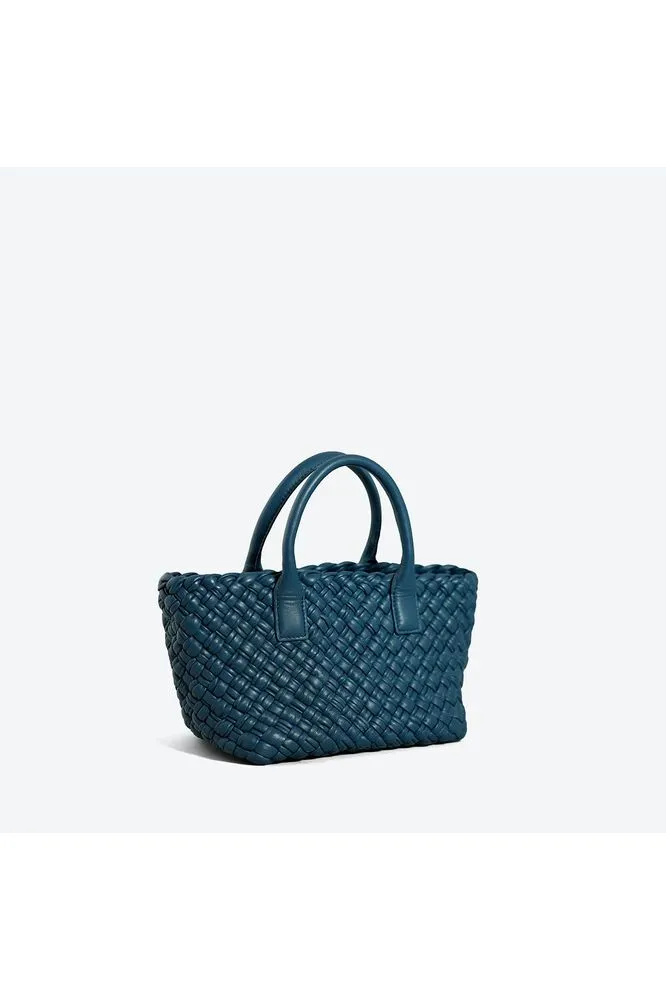 Allan K Solene Leather Tote  Dama Weave- Mini | Jeans