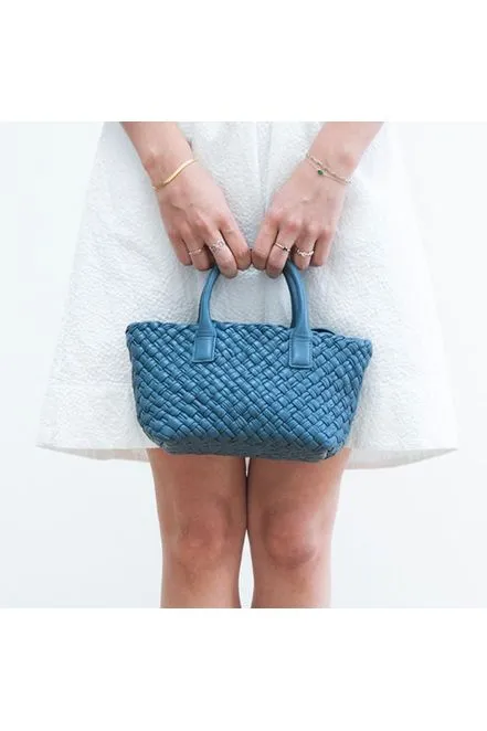 Allan K Solene Leather Tote  Dama Weave- Mini | Jeans