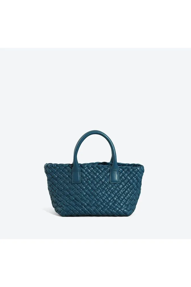Allan K Solene Leather Tote  Dama Weave- Mini | Jeans