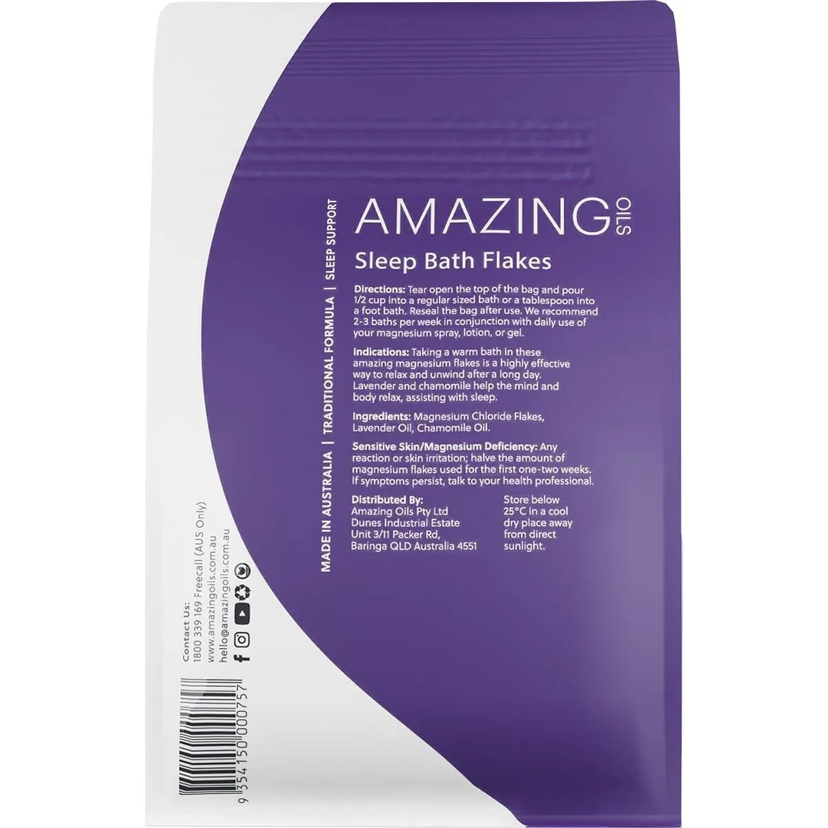 Amazing Oils Magnesium Sleep Bath Flakes with Lavender and Chamomile