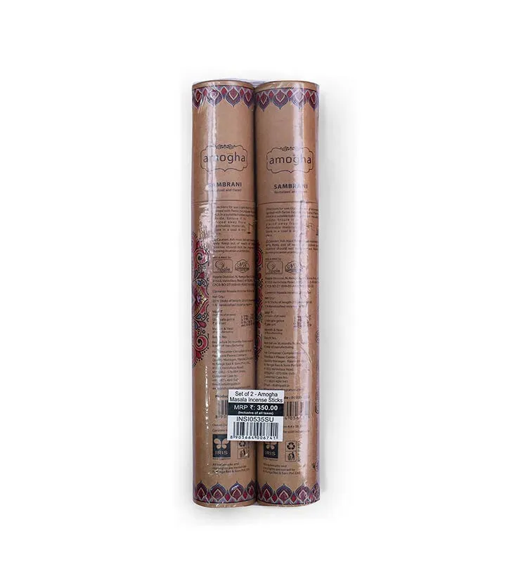 Amogha Masala Incense Sticks | White Prints | Set Of 2| 11 inches