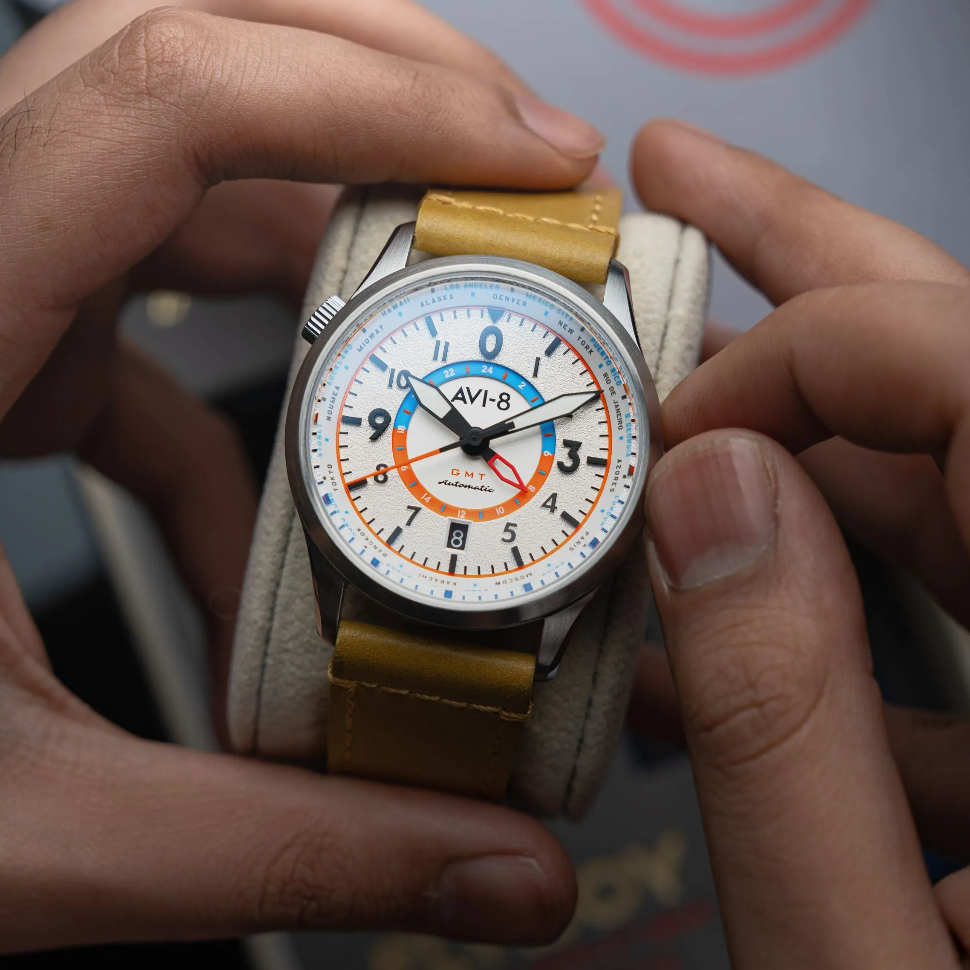 AVI-8 Flyboy Sand Green Wingman Worldtimer GMT Automatic AV-4120-02