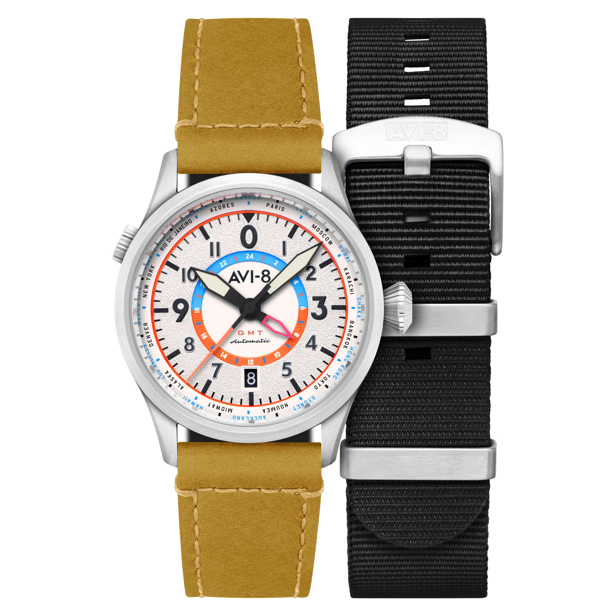 AVI-8 Flyboy Sand Green Wingman Worldtimer GMT Automatic AV-4120-02