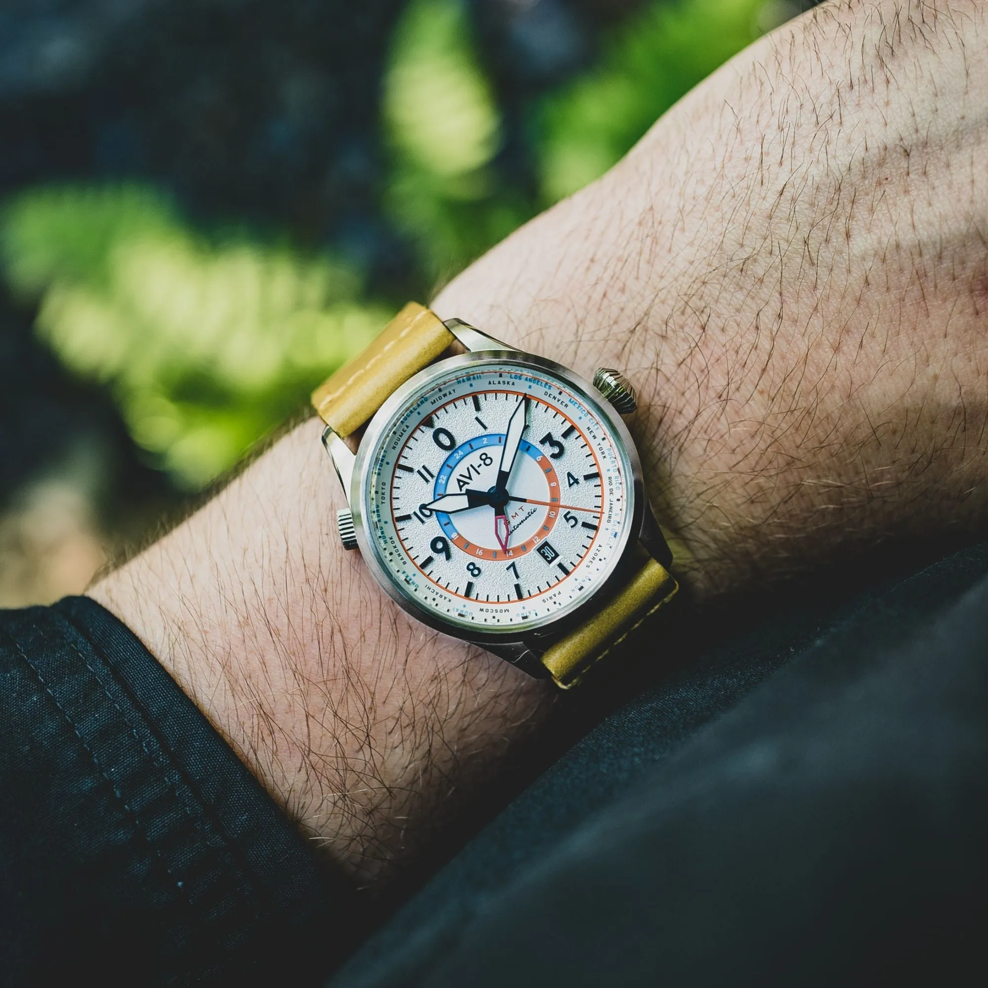 AVI-8 Flyboy Sand Green Wingman Worldtimer GMT Automatic AV-4120-02