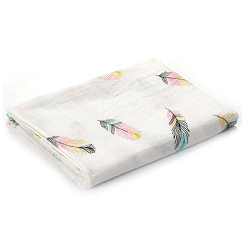 Baby 2 Layer Cotton Muslin Dinosaur Pattern Multi-Use Swaddle Wrap Blankets