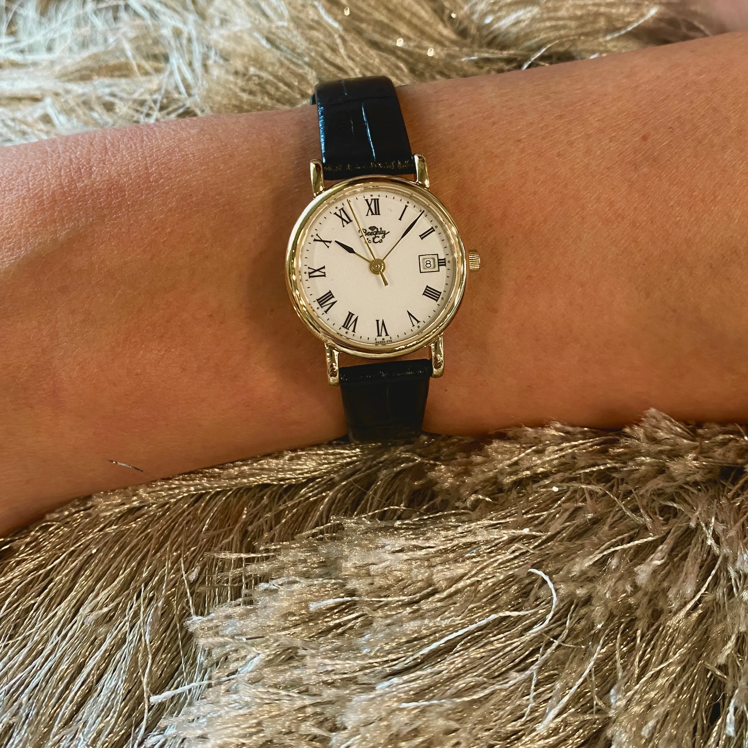 Beeghly & Co. Private Label Stainless Steel, Black Strap Dress Watch A4252YS-ROM