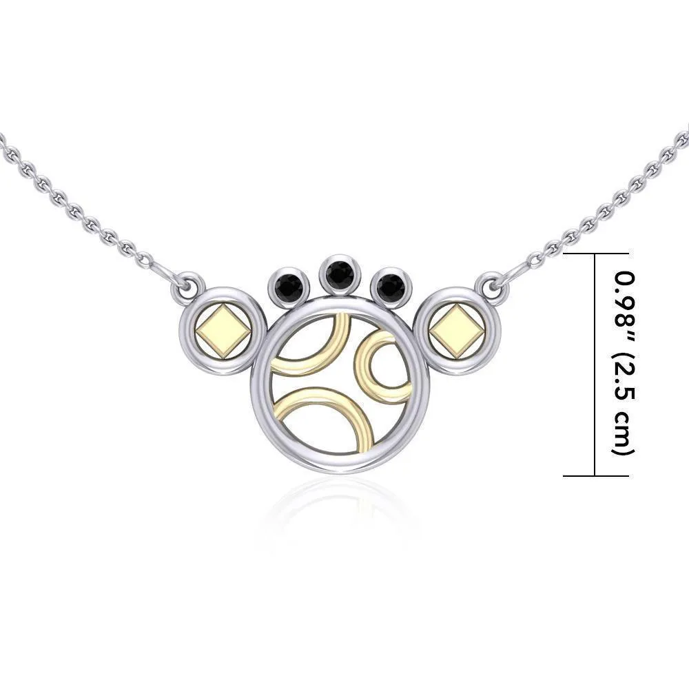 Black Magic Art Deco Silver & Gold Necklace MNC092
