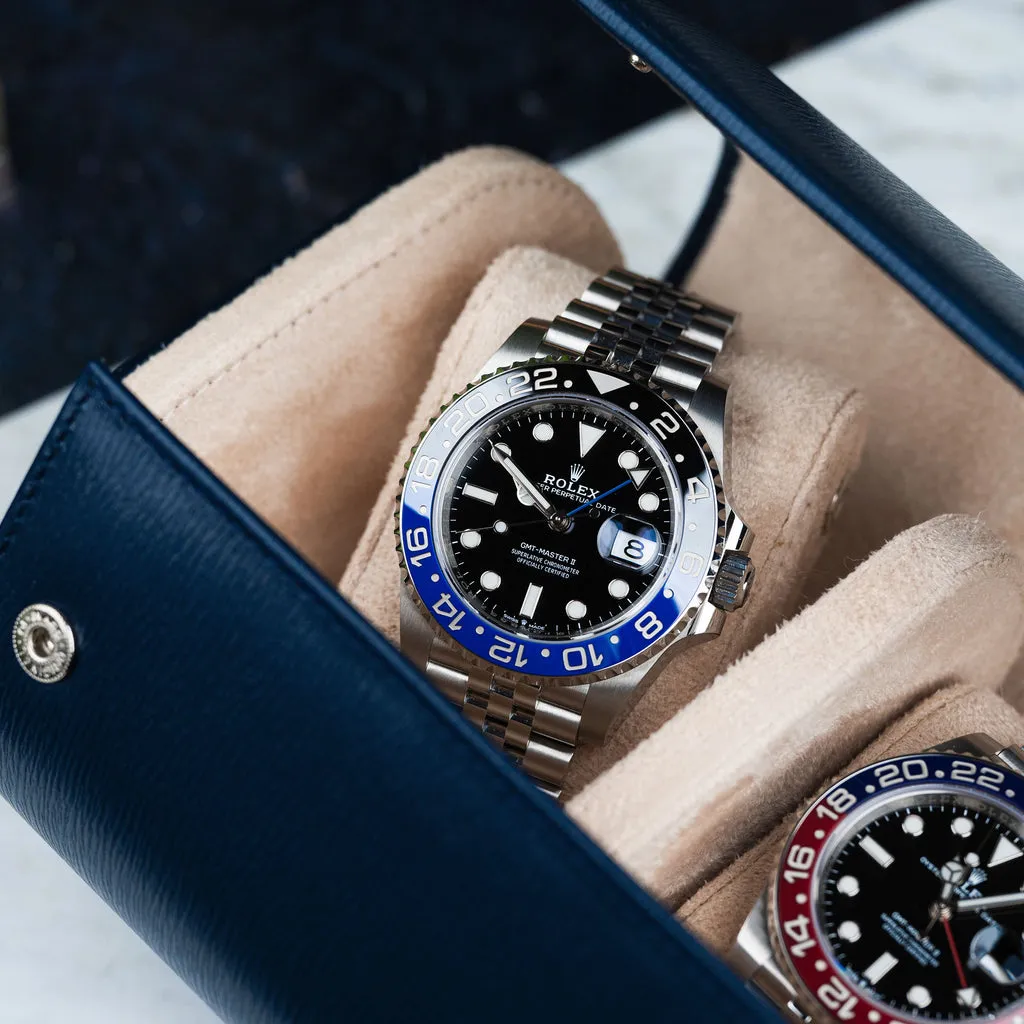Blue Saffiano Watch Roll - Two Watches
