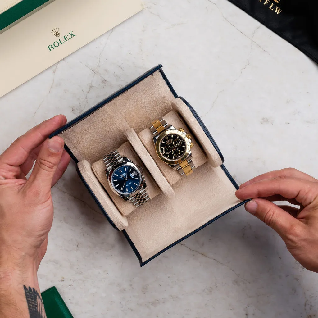 Blue Saffiano Watch Roll - Two Watches