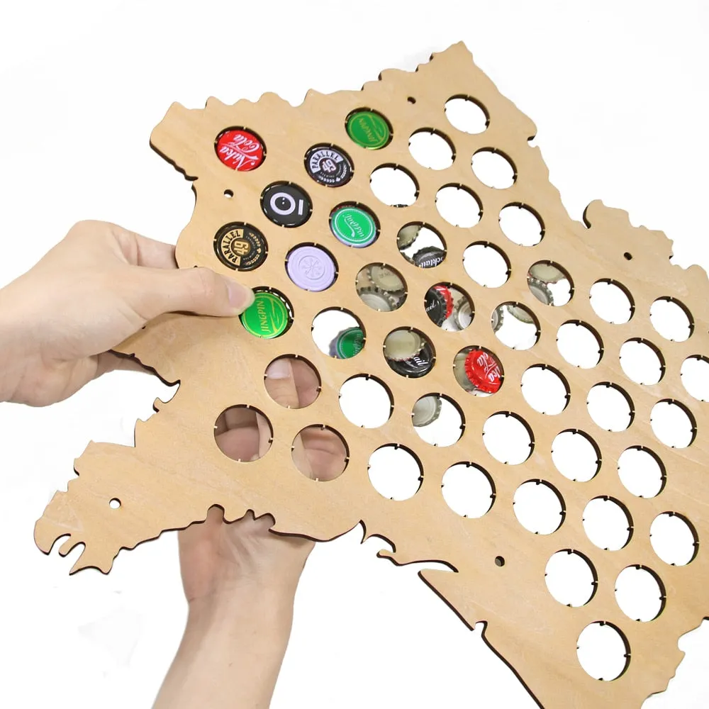 Bottle  Caps Map of France Laser Engraved Wood Map  For Caps Collector ative  Cap Display Board