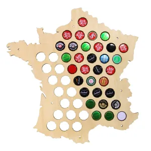 Bottle  Caps Map of France Laser Engraved Wood Map  For Caps Collector ative  Cap Display Board