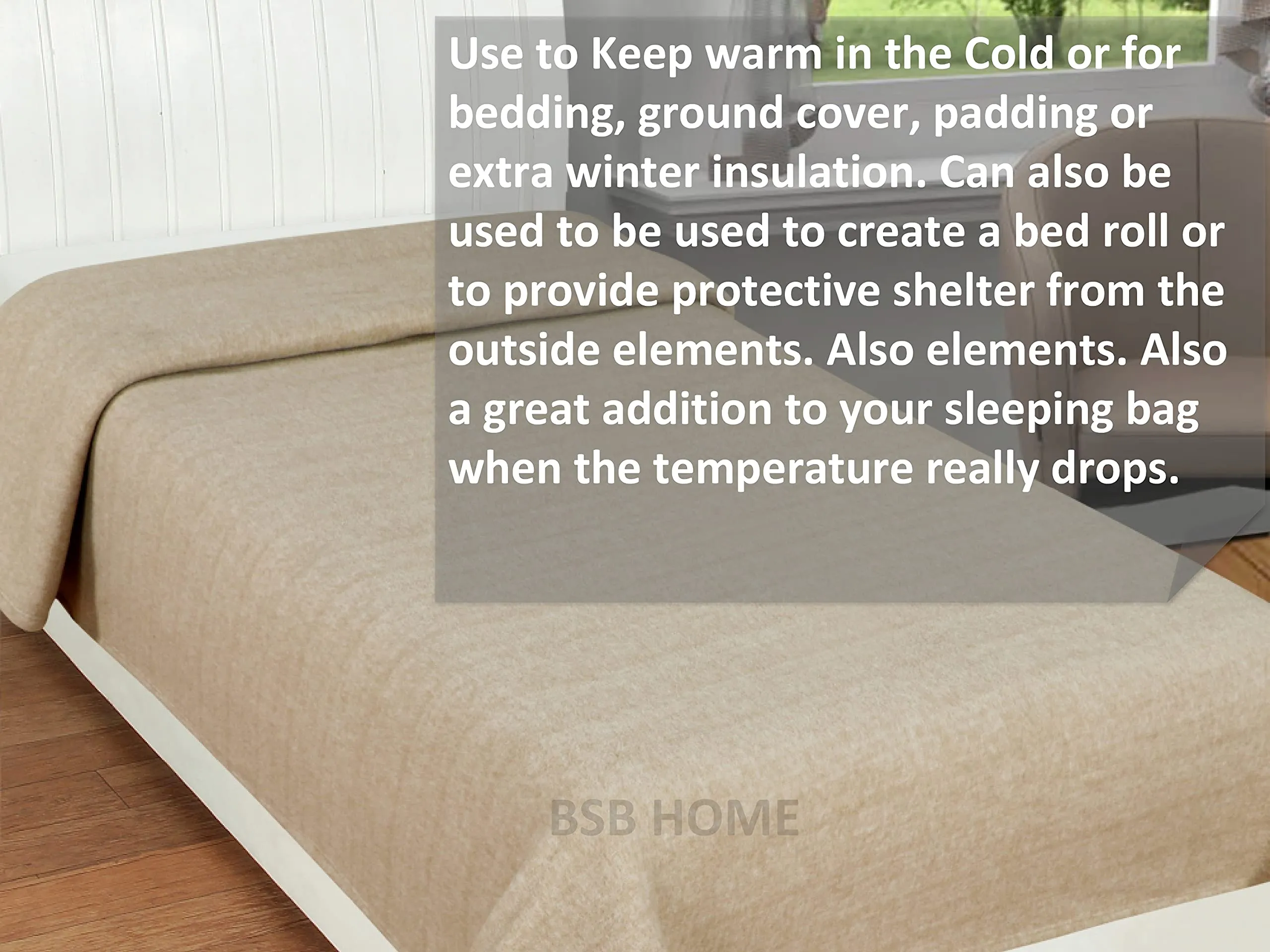 BSB HOME® All Season Warm and Hot Glacial Wool/Polar Fleece Blanket, Single (90x60 inches, 5X7 feet Beige/Cream/Skin Colour)