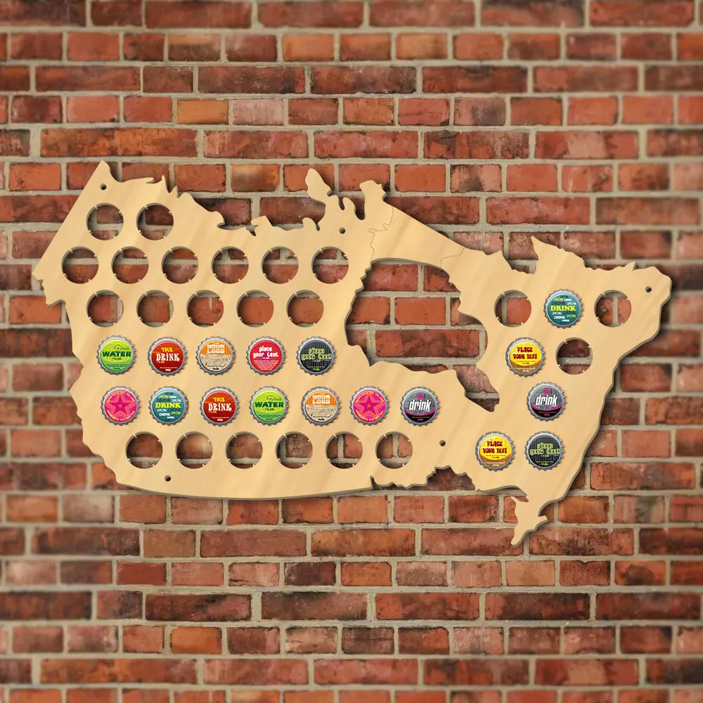 Canada Beer Cap Map Pub Bar Wooden Wall Sign Beer Bottle Cap Display Holder Patriotic Canada Map Man Cave Beer Lovers Gift