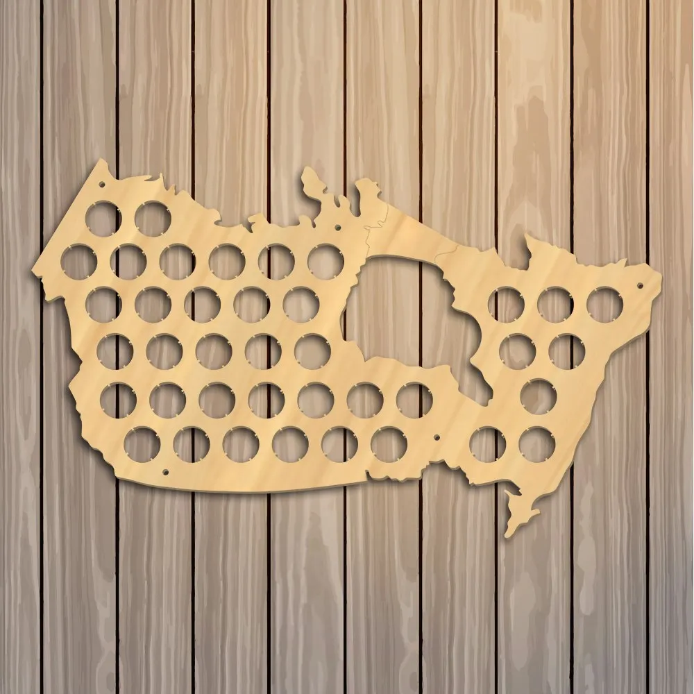 Canada Beer Cap Map Pub Bar Wooden Wall Sign Beer Bottle Cap Display Holder Patriotic Canada Map Man Cave Beer Lovers Gift