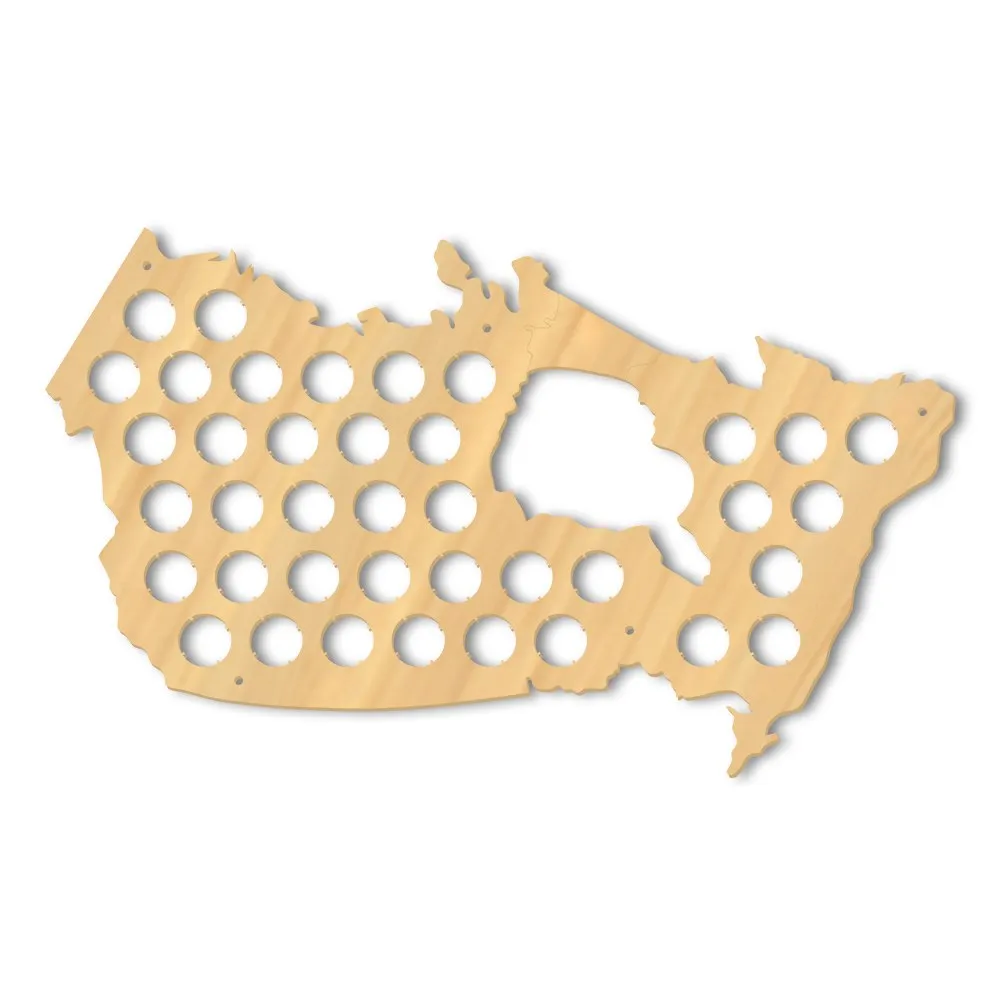 Canada Beer Cap Map Pub Bar Wooden Wall Sign Beer Bottle Cap Display Holder Patriotic Canada Map Man Cave Beer Lovers Gift