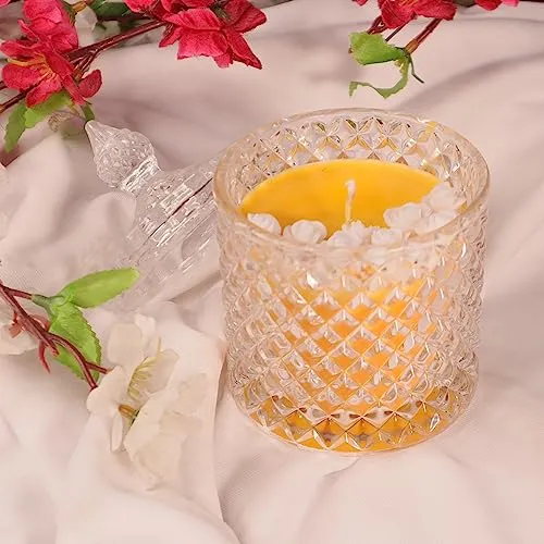 CANDLEVANNAH Aroma Scented Glass Soy Wax Customize Flower Jar Candle, 648gm, 50  Hrs| Luxury Aroma Therapy Flower Jar Design | Scented Candles for Home Decor Gift Set Customize Colour & Scent.