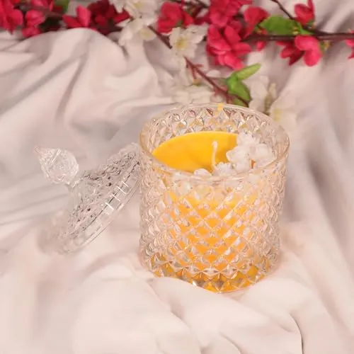 CANDLEVANNAH Aroma Scented Glass Soy Wax Customize Flower Jar Candle, 648gm, 50  Hrs| Luxury Aroma Therapy Flower Jar Design | Scented Candles for Home Decor Gift Set Customize Colour & Scent.