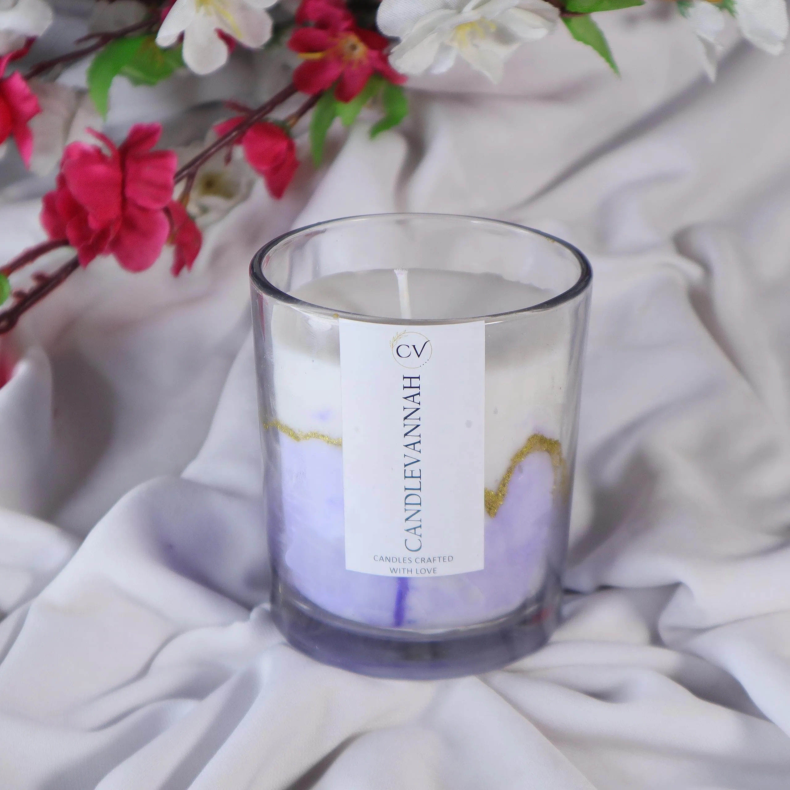 CANDLEVANNAH Aroma Scented Soy Wax Customize Clear Glass Candle, 495gm, 50  Hrs| Luxury Aroma Therapy Clear Glass Design | Scented Candles for Home Decor Gift Set Customize Colour & Scent