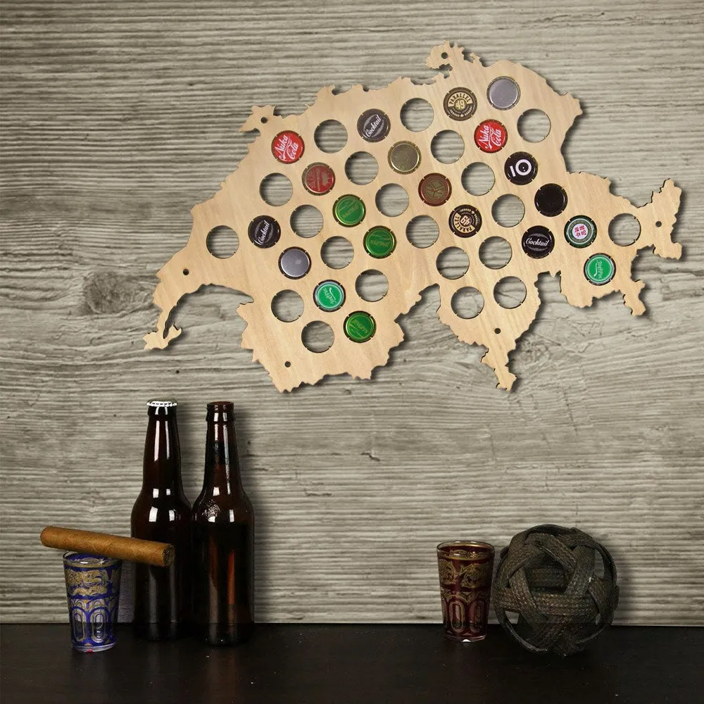 Cap Map Bottle Cap Map Of Switzerland Best  for  Aficionado  Wooden Hanging Craft