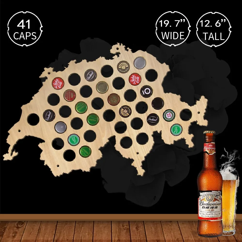 Cap Map Bottle Cap Map Of Switzerland Best  for  Aficionado  Wooden Hanging Craft