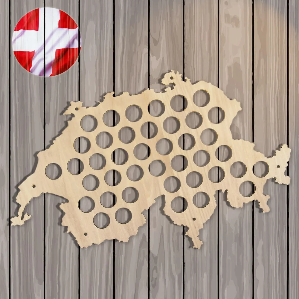 Cap Map Bottle Cap Map Of Switzerland Best  for  Aficionado  Wooden Hanging Craft