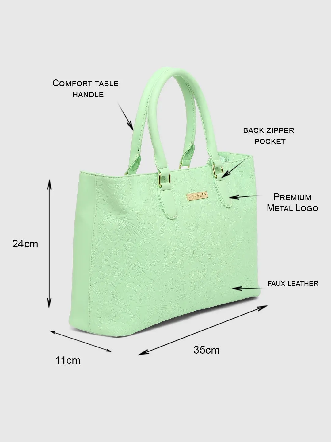 Caprese Avalon Floral Tote Medium Green Ash