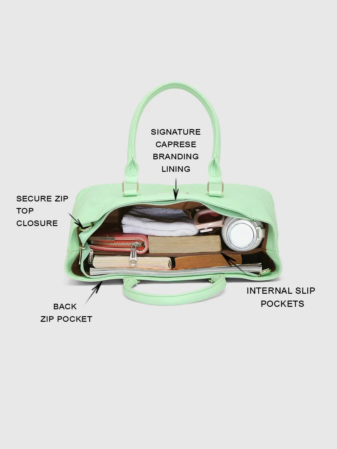 Caprese Avalon Floral Tote Medium Green Ash