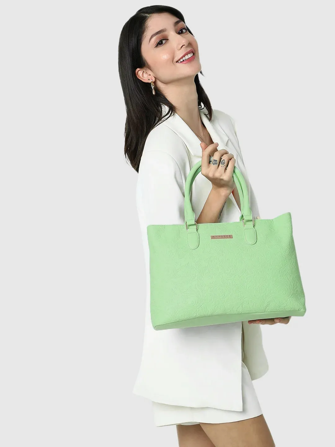 Caprese Avalon Floral Tote Medium Green Ash