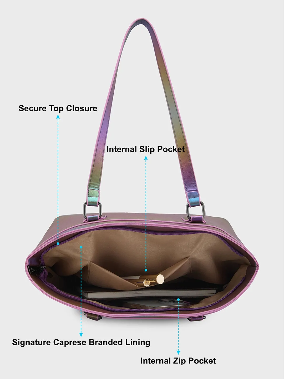 Caprese Iris Iridescent Tote Medium Purple