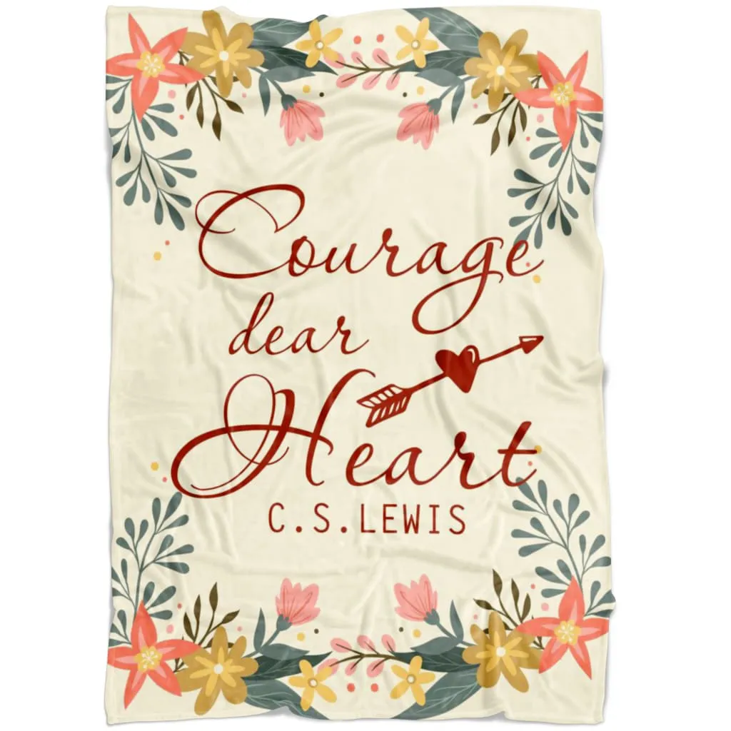 Courage Dear Heart 2 Fleece Blanket - Christian Blanket - Bible Verse Blanket