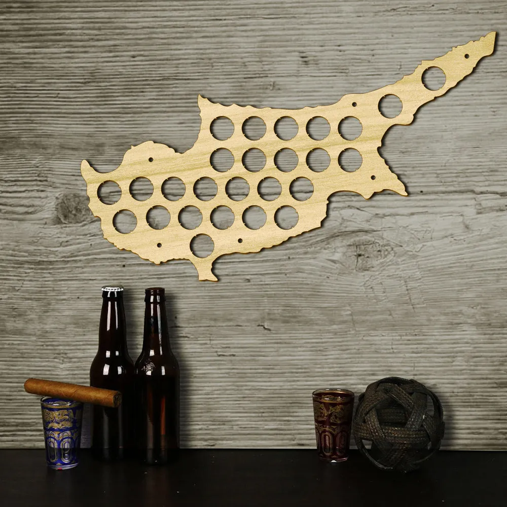 Cyprus  Cap Map Wooden Craft  Cap Display Wall Art Wood   Lover Cap Collectors Gift Drink Up  Cap Trap Hanger