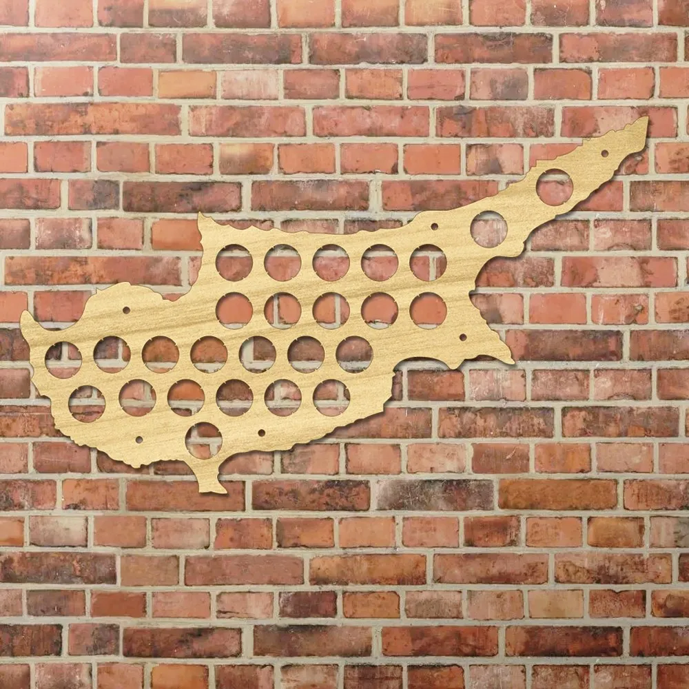 Cyprus  Cap Map Wooden Craft  Cap Display Wall Art Wood   Lover Cap Collectors Gift Drink Up  Cap Trap Hanger