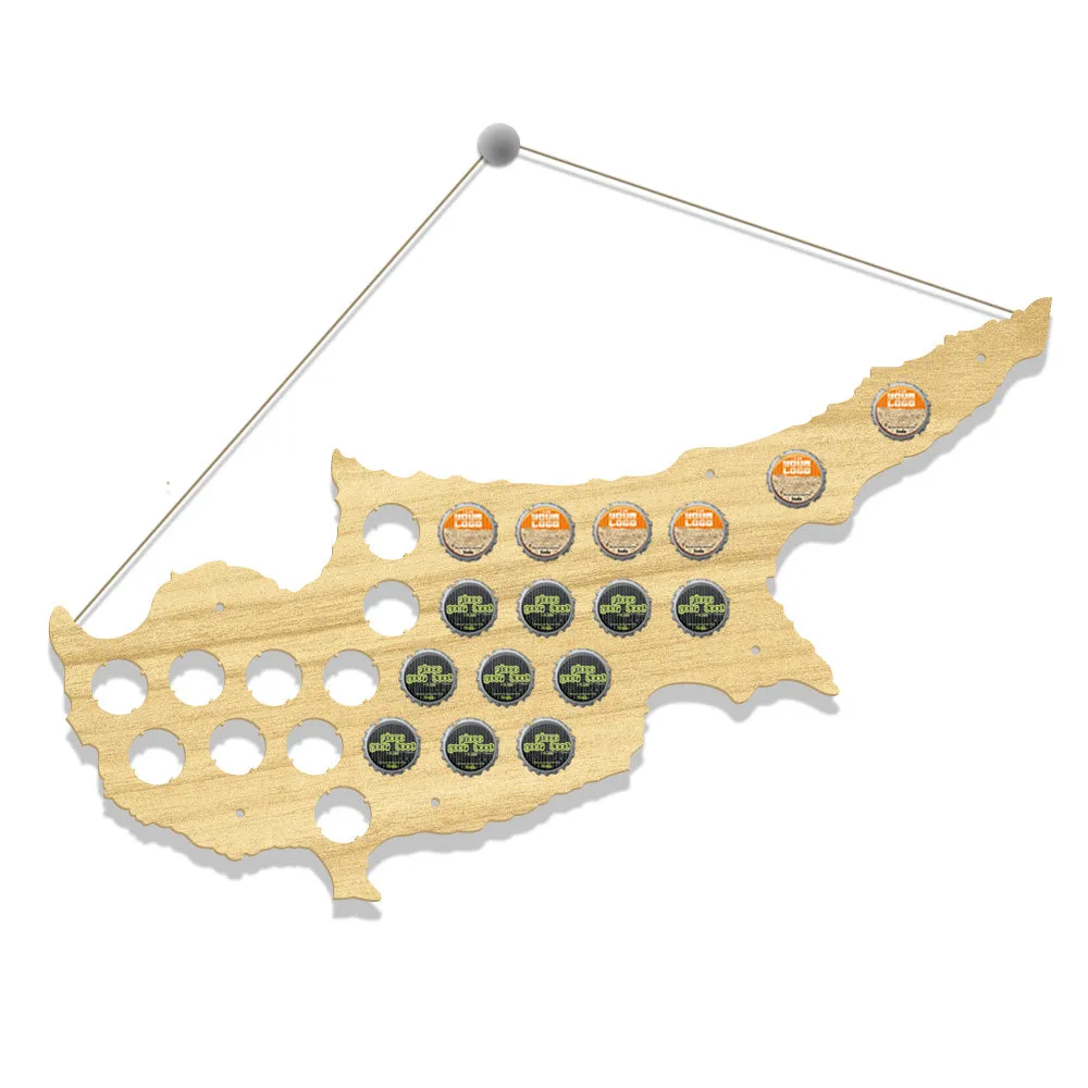 Cyprus  Cap Map Wooden Craft  Cap Display Wall Art Wood   Lover Cap Collectors Gift Drink Up  Cap Trap Hanger