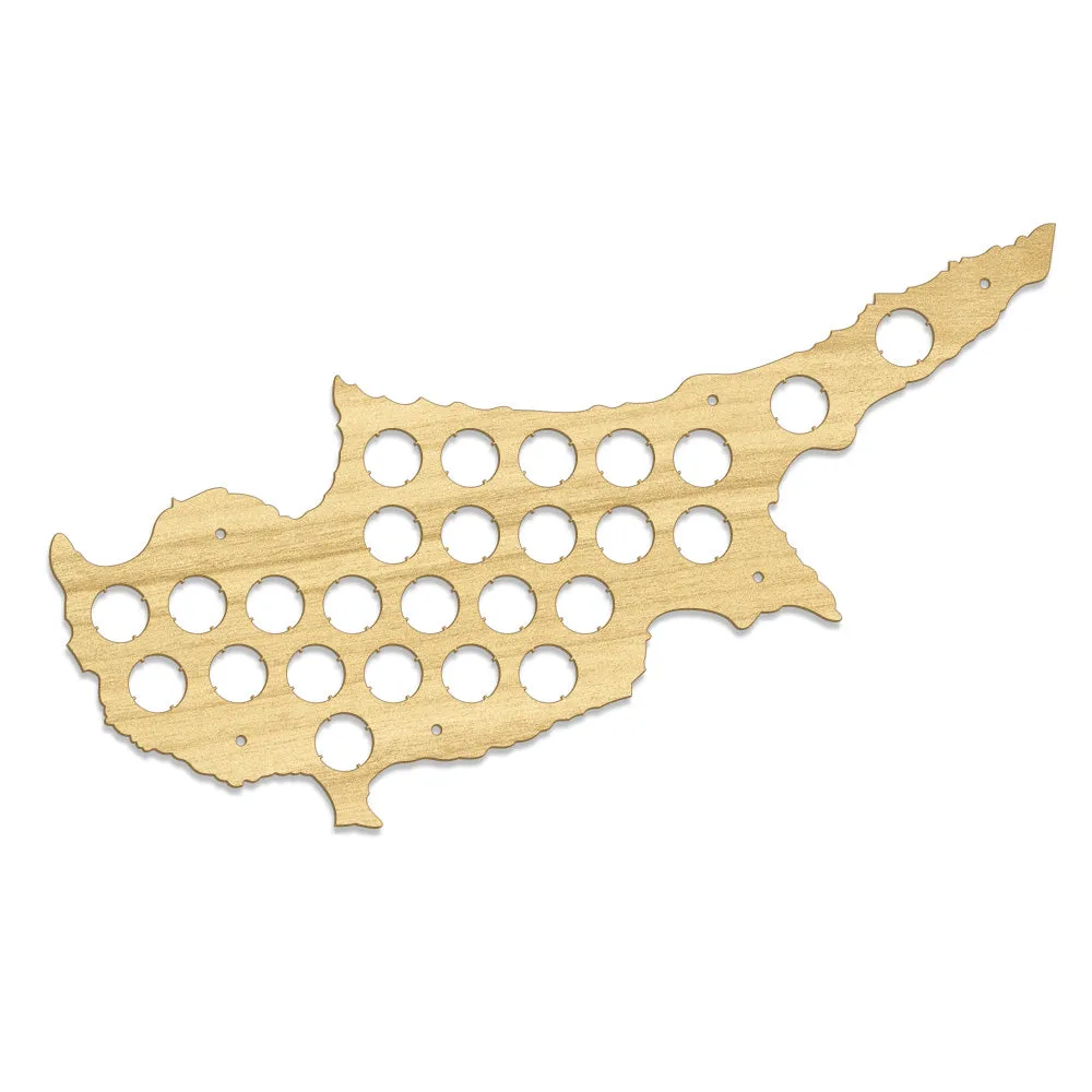 Cyprus  Cap Map Wooden Craft  Cap Display Wall Art Wood   Lover Cap Collectors Gift Drink Up  Cap Trap Hanger