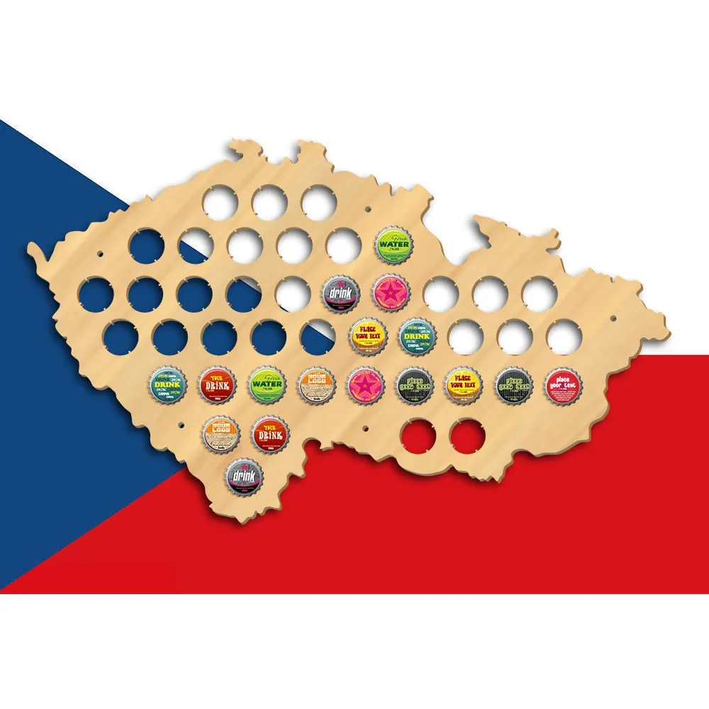 Czech Republic  Cap Map Pub Bar Wooden Wall Sign  Bottle Cap Display Holder Patriotic Czech Map Man Cave  Lover Gift