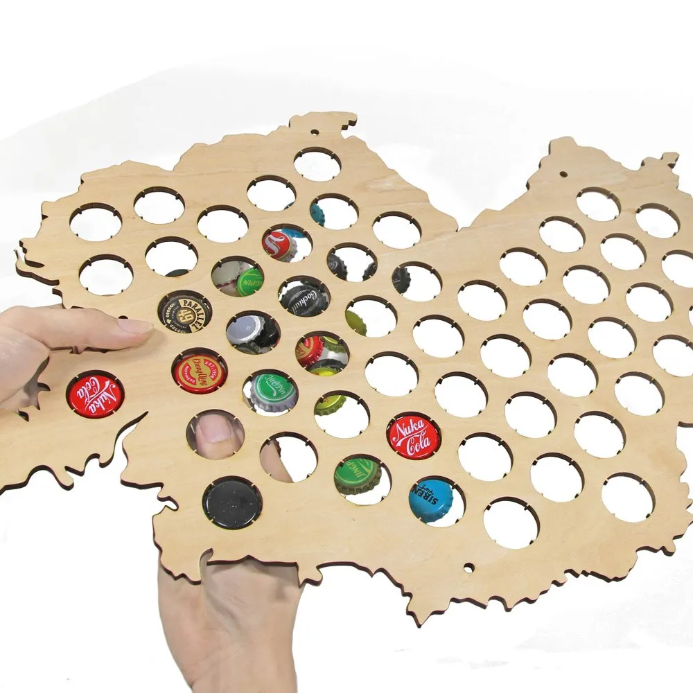 Deutschland Beer Cap Display Map Beer Cap Map Man Cave Germany Wall Art Wood Cap Trap Map Germany Bottle Cap Map Gifts for Dad