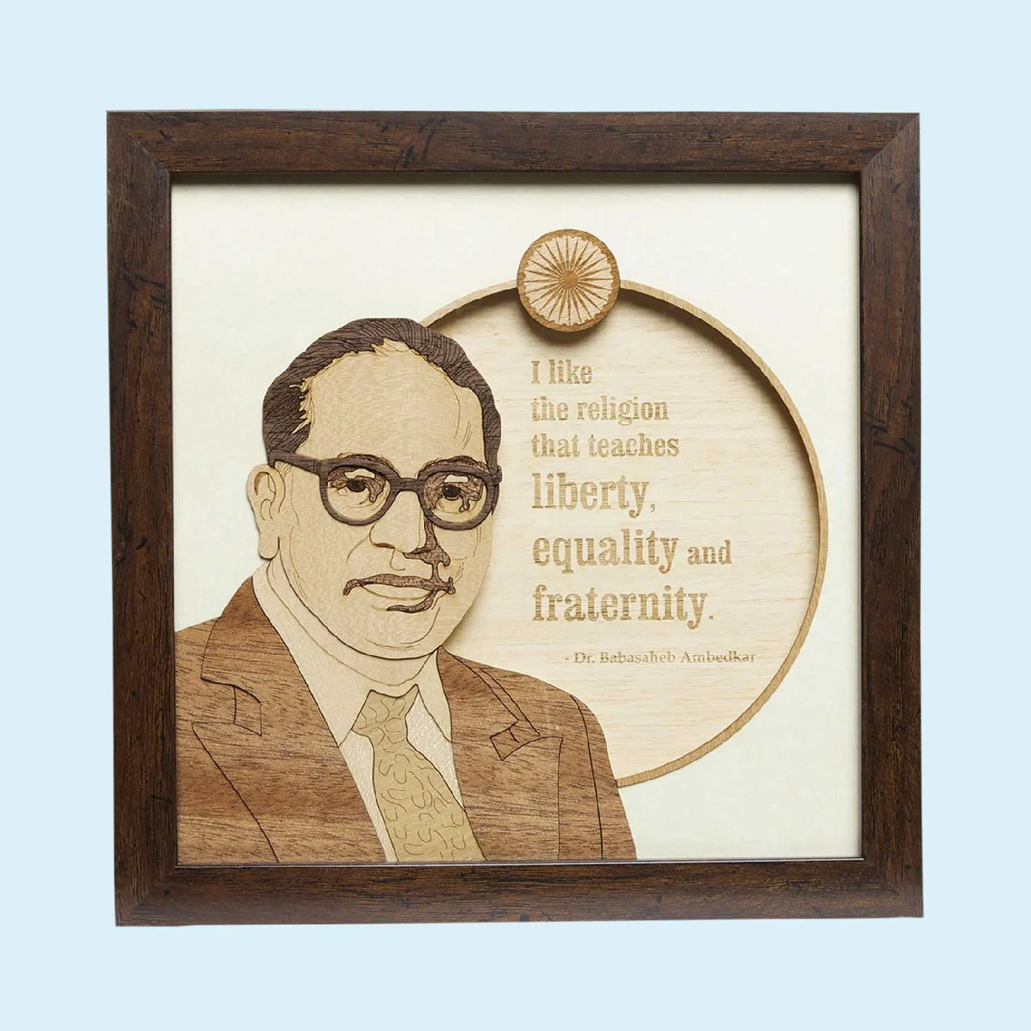 Dr. Ambedkar Wood Art Frame 10 in x 10 in