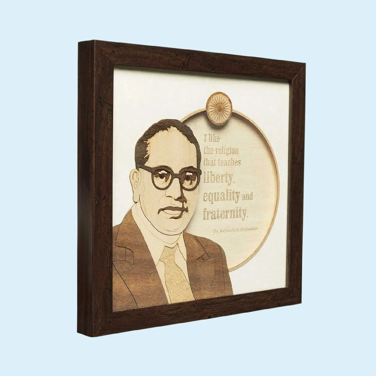 Dr. Ambedkar Wood Art Frame 10 in x 10 in