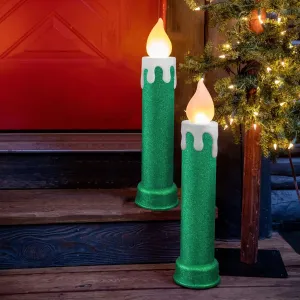 essential 24' Set of 2 Green Blow Mold Candles