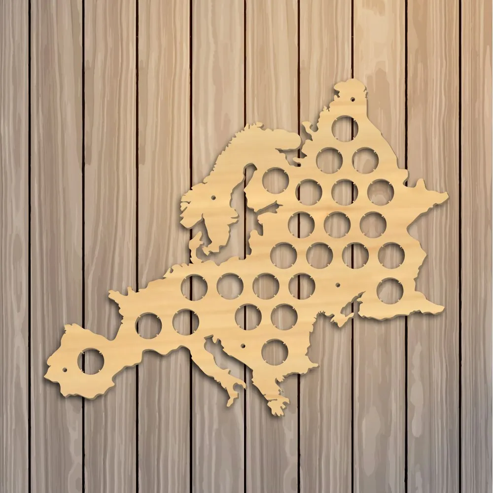 European Beer Cap Map Pub Bar Wooden Wall Sign Beer Bottle Cap Display Holder Euro Wood Map Cap Catcher Man Cave Beer Lover Gift