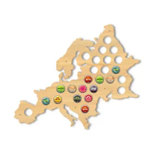 European Beer Cap Map Pub Bar Wooden Wall Sign Beer Bottle Cap Display Holder Euro Wood Map Cap Catcher Man Cave Beer Lover Gift