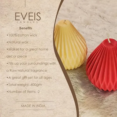 Eveis | Candles Pillar Pure Handmade Pear Designer candle Candle | (Set of 2)