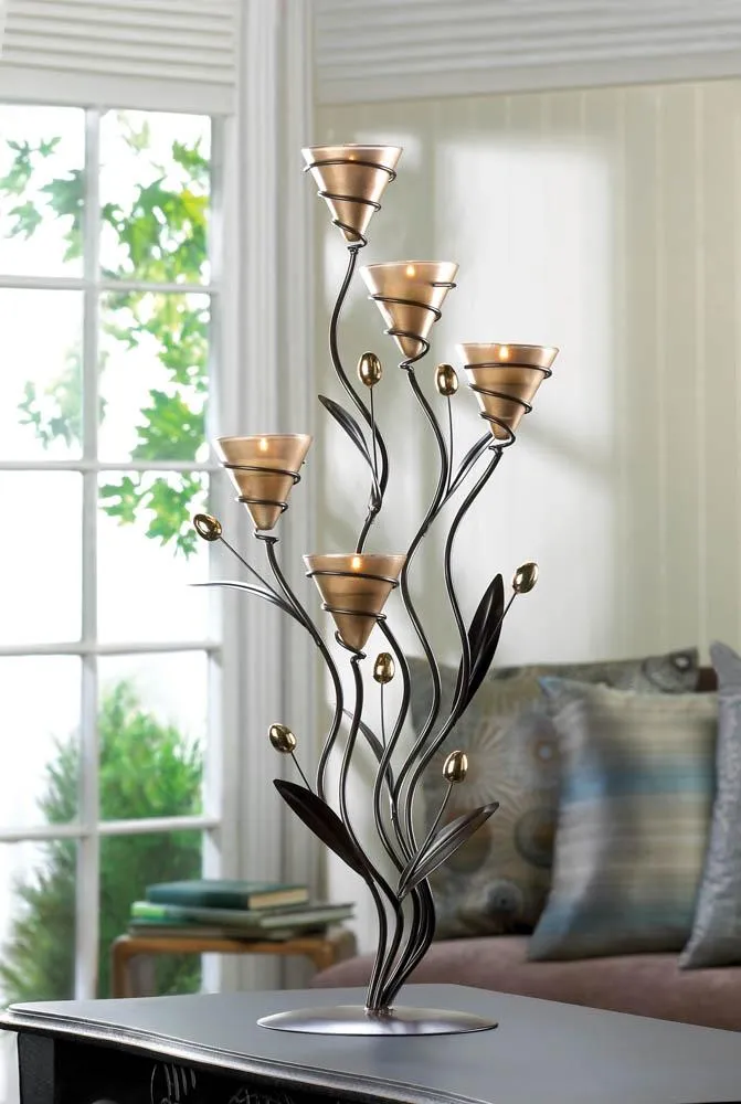 Golden Bouquet Candle Holder