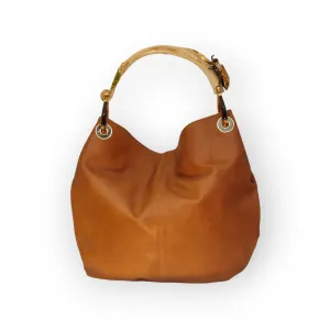 GRANDE BORSA IN MORBIDA PELLE BROWN CON MANICO APE